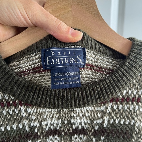 Vintage Basic Editions Green Plaid Sweater - L - Picture 2 of 3